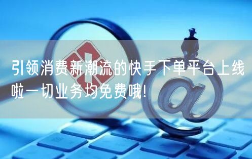 引领消费新潮流的快手下单平台上线啦一切业务均免费哦!