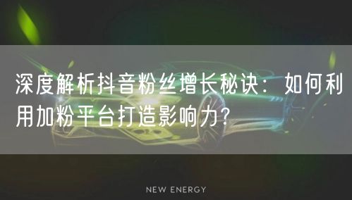深度解析抖音粉丝增长秘诀：如何利用加粉平台打造影响力？