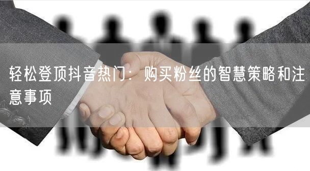 轻松登顶抖音热门：购买粉丝的智慧策略和注意事项