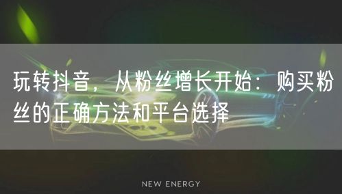 玩转抖音，从粉丝增长开始：购买粉丝的正确方法和平台选择