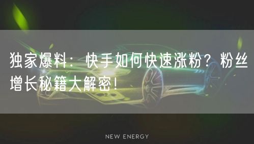独家爆料:快手如何快速涨粉?粉丝增长秘籍大解密!