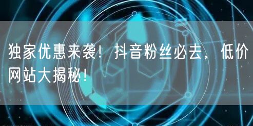 独家优惠来袭！抖音粉丝必去，低价网站大揭秘！